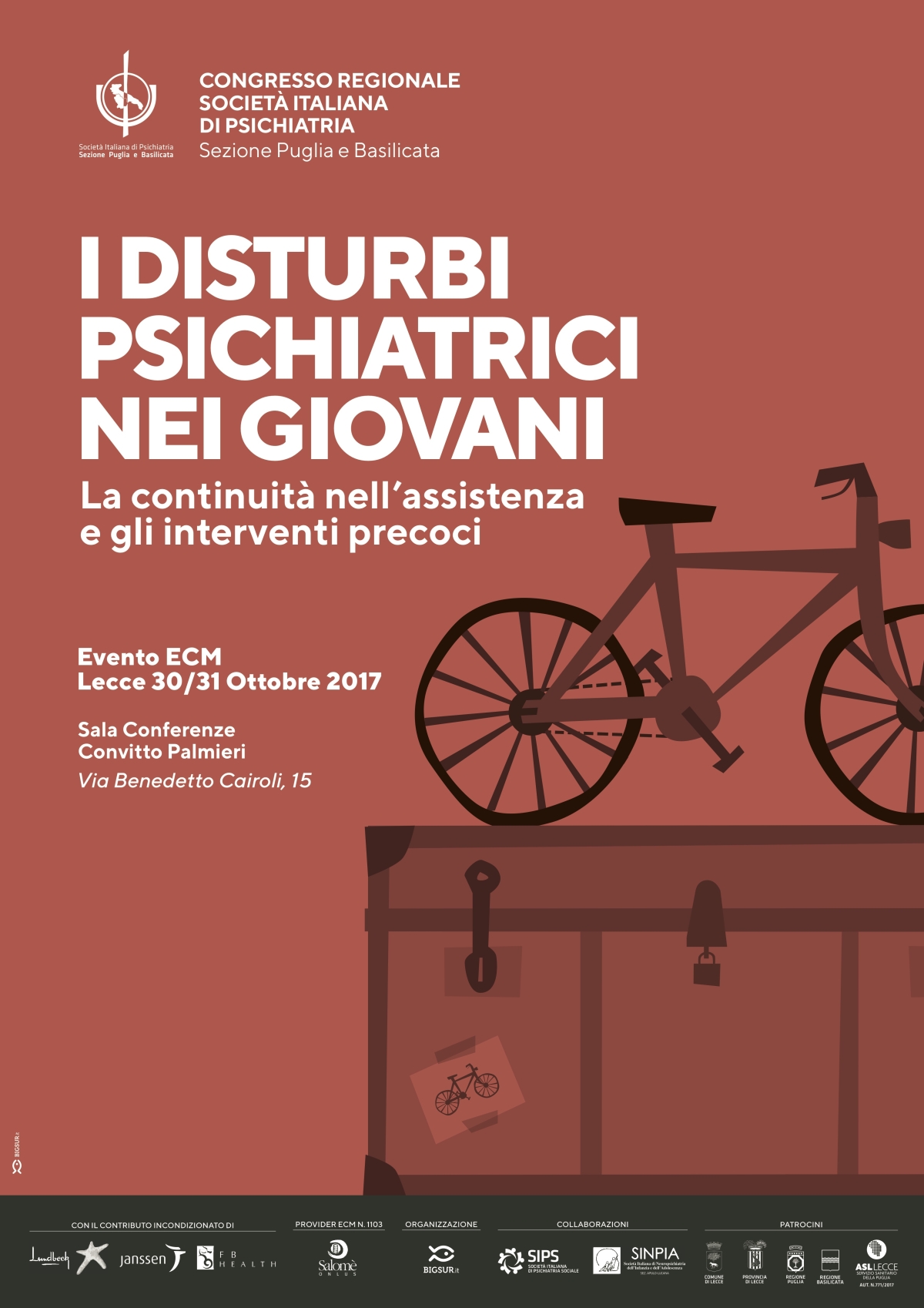 Evento ECM, Lecce, 30 e 31 ottobre 2017: I disturbi psichiatrici nei giovani, la continuità nell'assistenza e gli interventi precoci