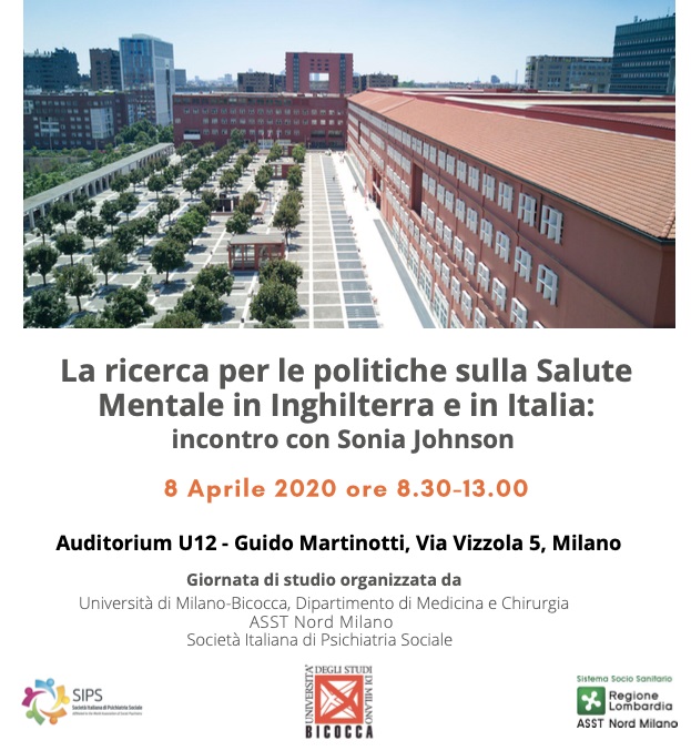 8 aprile 2020, Milano | La ricerca per le politiche sulla Salute Mentale in Inghilterra e in Italia: incontro con Sonia Johnson